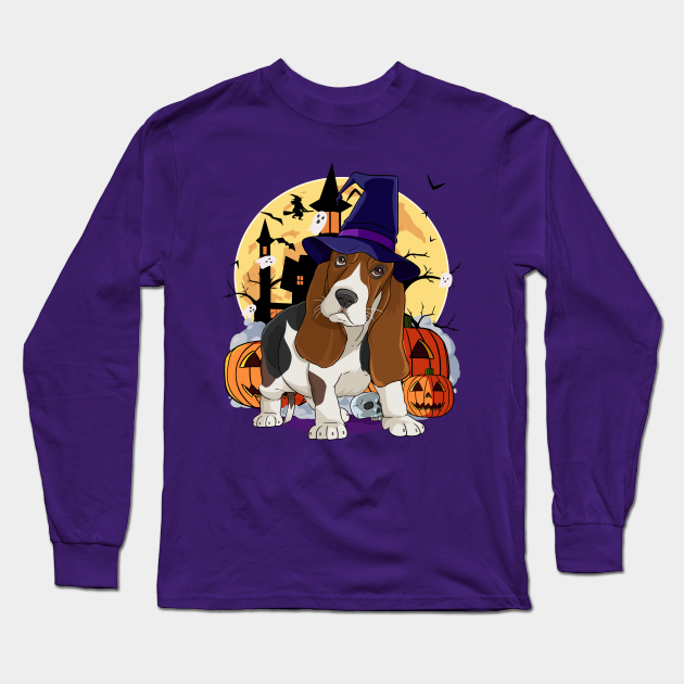 Basset Hound Scary Dog Halloween Witch Pumpkin